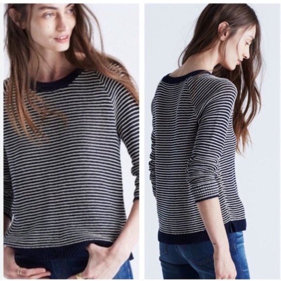 Madewell Dockline Pullover Blue/White Stripped Sweater Size XS - Picture 1 of 7